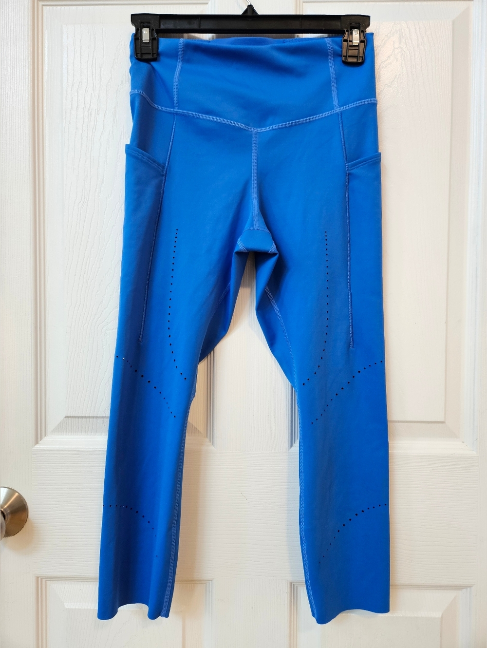 Brooks Run Happy Blue Leggings Womens Small Athletic Running Yoga Pants Pockets